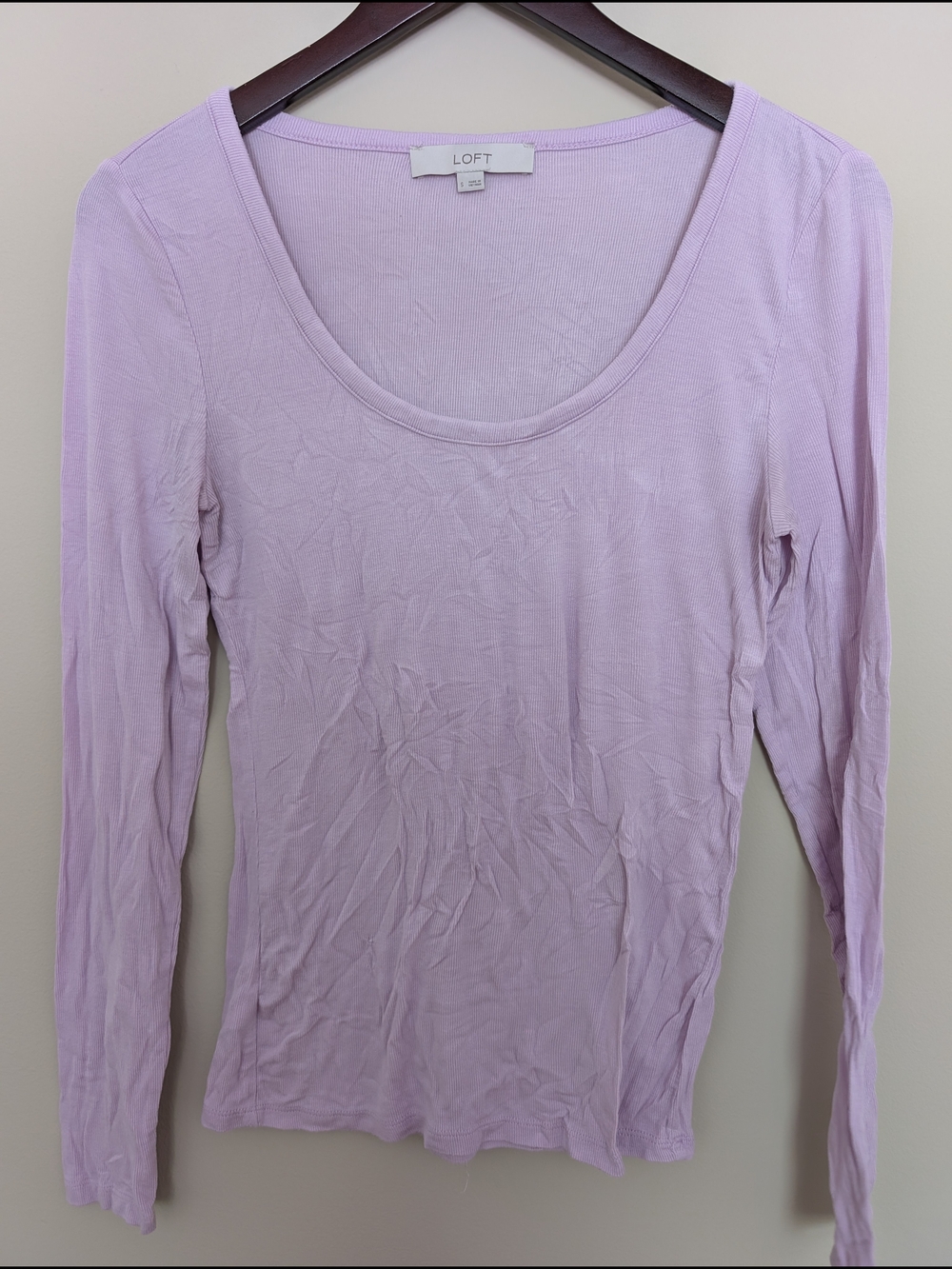 LOFT Soft Lilac Scoop-Neck Long Sleeve Top
